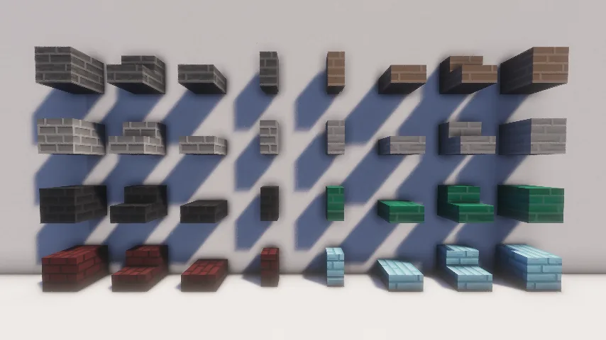 Presentation of all the brick blocks available in bp. So many colors to choose.