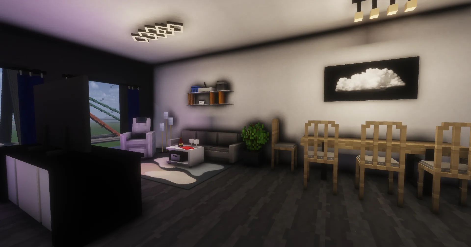Here you can take a look at a living room with calm design. Just sit and relax.